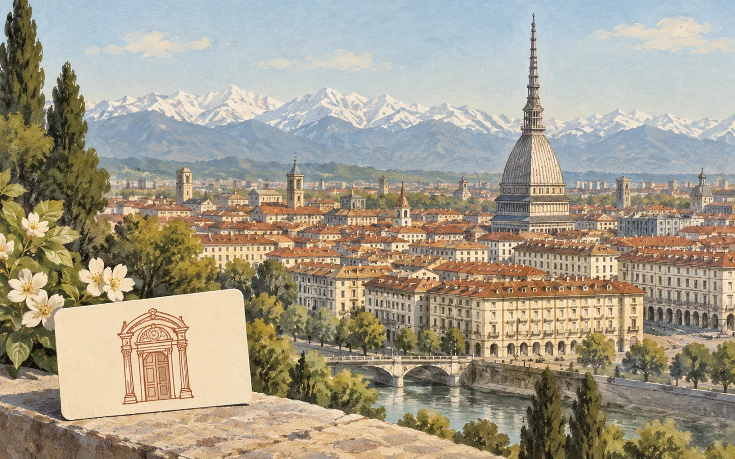Illustrazione: torino e la Mole Antonelliana